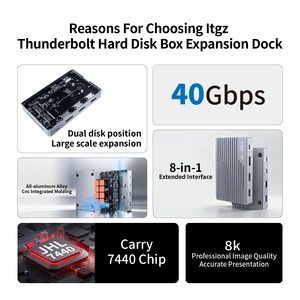 Tgz Nhôm 8-in-1 <span class=keywords><strong>RAID</strong></span> Pro Docking đứng: Nhôm máy tính xách tay đứng với <span class=keywords><strong>Thunderbolt</strong></span> 3, Dual SSD khe cắm 8K HDMI - Product Image 2