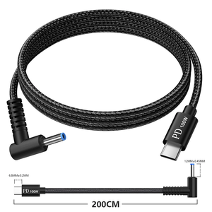 2M Nylon trenzado PD 100W 5A USB C a DC 7955 7406 6006 5517 5525 5521 <span class=keywords><strong>Cable</strong></span> de carga rápida <span class=keywords><strong>para</strong></span> portátil HP Dell <span class=keywords><strong>Acer</strong></span> Asus Lenovo - Product Image 3