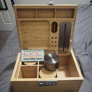 Viking Factory Bamboo <b>Makeup</b> Organizer Wooden Storage <b>Box</b> With Combination Lock Desktop Organizer For Beauty Essentials - Product Image 3