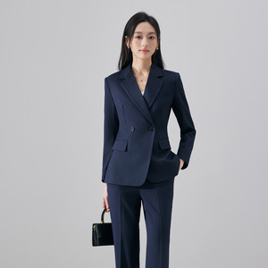 Women's Professional Suit <b>Set</b> Double Breasted Blazer Pants Formal Work Wear <b>Office</b> Uniform Anti-Wrinkle Polyester Fabric - Product Image 2