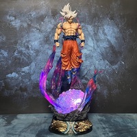 Figura de Acción de Anime Luminosa con Base, Estilo Congelado, Goku Sun Wukong de Tres Cabezas, Escultura de PVC, 50 cm
