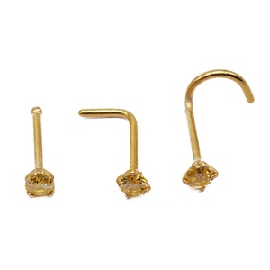 Gaby 316L Acero quirúrgico diamante CZ <span class=keywords><strong>L</strong></span> en forma de Piercing joyería nariz Stud anillos nariz <span class=keywords><strong>L</strong></span> curva - Product Image 3