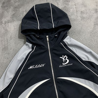 Survêtement sportif à capuche pour homme, personnalisé OEM, imprimé numériquement, 100% nylon tissé, coupe-vent, séchage rapide, veste et pantalon de survêtement en satin