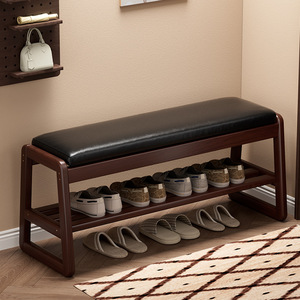 Modern Solid Wood Foldable <b>Shoe</b> with Flip-Open <b>Storage</b> Box 2-Tier Rack for Living Room Entryway - Product Image 1