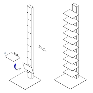 Estantería Vertical de 10 Niveles, de Hierro y Metal, con Respaldo Invisible, Librería Vertical para el Hogar, Oficina o Esquina - Product Image 3