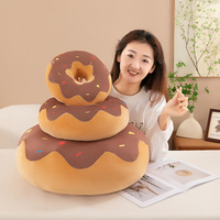 Nouveau dessin animé beignet brodé jeter oreiller Super doux coussin en peluche pour le soulagement du Stress siège chocolat beignet en peluche jouet