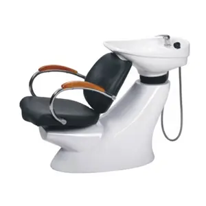 Black Fiber Custom Logo Shampoo Sink And Chair Ceramic Base Hairdressing Washing Without Massage Function For Salon