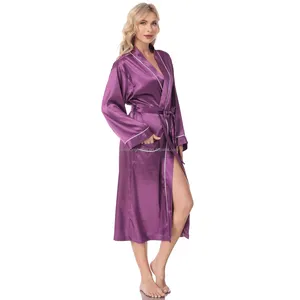 Luxus benutzer definierte lange Roben Seide Satin Robe Sexy Mädchen Frauen Schlaf kleid