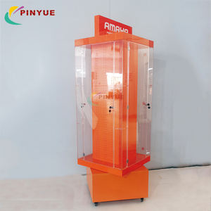 Vitrine d'exposition en verre verrouillable sur mesure avec étagères, bandes LED lumineuses, armoire d'exposition en acrylique autoportante et mobile avec roulettes - Product Image 4