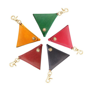 Custom-made triangular leather <b>coin</b> <b>purse</b>, Japanese-style minimalist <b>coin</b> <b>purse</b> keychain, creative snap <b>coin</b> bag. - Product Image 1