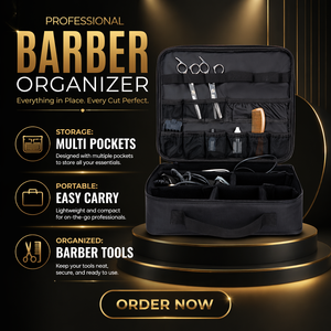 Organisateur pour accessoires de coiffure et tondeuses à cheveux pour usage extérieur, sac de rangement pliable carré moderne pour outils de barbier - Product Image 1