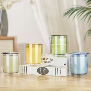 LOGO personalizzato di lusso borosilicato a <span class=keywords><strong>doppia</strong></span> parete <span class=keywords><strong>vetro</strong></span> candela profumata portacandele per decorazione domestica con scatola regalo - Product Image 1