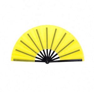 Abanico Plegable de Plástico Personalizado de 33 cm, Abanico de Mano Grande de Colores para Kung Fu, Carnaval, Música, Festival, Baile, Regalos, Artesanía de Bambú - Product Image 6