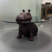 Décoration Moderne pour la Maison, Table en FRP Populaire, Sculpture en Forme d'Hippopotame, Table Basse, Meubles de Salon