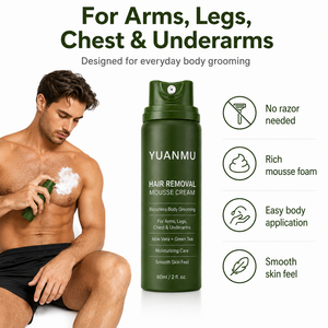Crème <span class=keywords><strong>Mousse</strong></span> <span class=keywords><strong>Dépilatoire</strong></span> Hydratante à Base de Plantes pour Hommes, Marque Blanche, pour Peaux Sensibles Visage, Corps, Aisselles, Jambes - Product Image 4