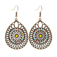Nouvelles boucles d'oreilles tendance à pampilles, combinaison de perles de riz colorées rétro, géométriques, exagérées, rondes, en forme de goutte d'eau et de fleur