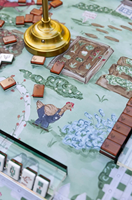 Tapis de table de mahjong américain imprimé ferme campagnarde, design aquarelle rustique, antidérapant, pour jeux de société