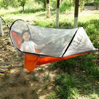 Hamac moustiquaire prêt à l'emploi pour usage extérieur transfrontalier, simple ou double, en nylon et mousseline, pour camping, avec protection latérale enroulable