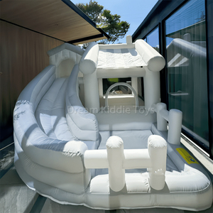 บ้านปราสาทเป่าลมอ็อกซ์ฟอร์ดบ้านเด้งพร้อมบอลพิทคอมโบสีขาวพร้อมสไลเดอร์สระว่ายน้ำสำหรับงานปาร์ตี้ในร่มกลางแจ้ง - Product Image 1
