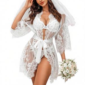 Lingerie sexy grande taille pour femmes JT, robe en dentelle, haut de pyjama, costume de poupée, pyjama en dentelle et en maille, taille moyenne - grande taille (S - 5XL) - Product Image 1
