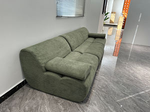 Sofá Seccional de Terciopelo Oliva, Comprimido, Módulos Redondeados, Sellado al Vacío, para Sala de Estar, Estilo Relajado y Cómodo - Product Image 2