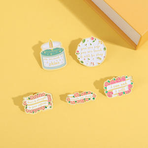 En stock épingles en métal avec message positif épingle en émail doux phrases positives avec fleur - Product Image 5