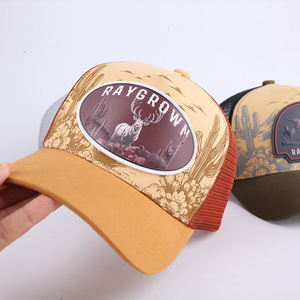 사용자 정의 나만의 로고 남성 메쉬 Gorras 자수 패치 로고 5 패널 스웨이드 야구 모자 트럭 운전사 모자 사용자 정의 자수 - Product Image 2