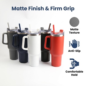 Gobelet isotherme à double paroi avec revêtement en poudre pour le camping, la conduite, les activités de plein air, logo personnalisé, 40 oz avec poignée - Product Image 1