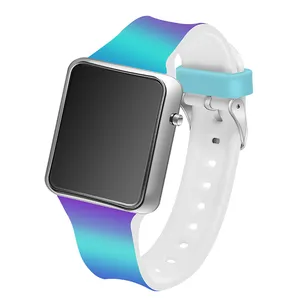 Women's Waterproof Square Digital Sports Watch with LED Display Alloy Case Silicone Strap-OEM Touch Screen Watch for Kids