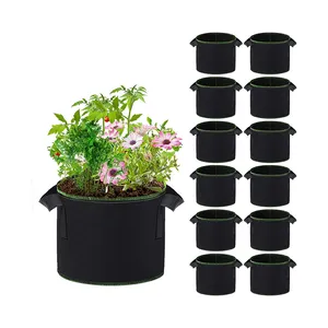 12 Pack 5 Gallon Grow Bags Aeração Vasos de tecido com alças Non-Woven Plant Grow Bag para flores e plantio de vegetais