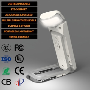 EGH Mini Clip-on Desk Lamp Rechargeable USB <b>LED</b> Minimalist Folding Design White Gray Touch for Indoor Reading Book <b>Lighting</b> - Product Image 1