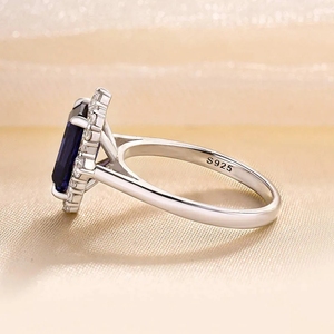 Anelli di Zirconia cubici di cristallo blu moderno CAOSHI per festa nuziale in argento placcato grande gioiello di moda con pietre preziose anelli CZ - Product Image 6