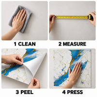Papier peint en marbre blanc bleu or, 2,3 mm PET IXPE Foam, feuilles de 60x90 cm pour les murs décoratifs de la chambre