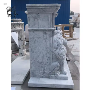 BLVE décoration de maison de luxe grand manteau de cheminée en pierre de style européen cheminée Lions en marbre blanc - Product Image 4