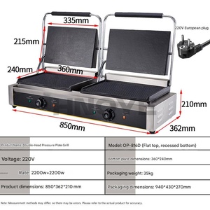 Grill panini électrique commercial 1800W <span class=keywords><strong>en</strong></span> acier inoxydable, presse à sandwich double face - Product Image 3