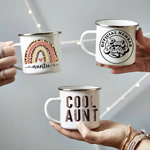 Mug émaillé « Cool Aunt » – Tasse à café amusante pour <span class=keywords><strong>tante</strong></span> avec motif léopard et arc-en-ciel – Mug de <span class=keywords><strong>camping</strong></span> – Le meilleur cadeau pour <span class=keywords><strong>tante</strong></span> – Idéal pour un anniversaire - Product Image 1