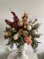 Bouquet de fleurs artificielles de luxe en soie, couleur café automnal, avec fleurs sauvages, pour centre de table et décoration suspendue, composition florale colorée