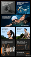 Headphone Konduksi Tulang MIJIA, Headphone Telinga Terbuka, Earbud Nirkabel, Ringan dan Nyaman, Headphone Lari Tahan Air IPX5