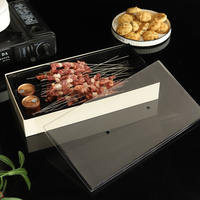 Boîte à sushi personnalisée en bois élégante de forme rectangulaire jetable avec couvercle transparent et insert