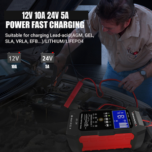 24v Lifepo4 Charger KONNWEI Rc10 Car Battery Charger 12V 24V 10A 5A RC-10 for Lithium, AGM, <strong>GEL</strong>, EFB Lead Acid Batteries - Product Image 3
