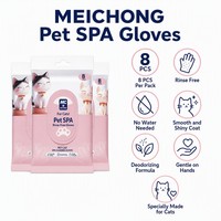 VELTRONA Gants de toilettage pour animaux de compagnie en tissu non tissé imperméable, style dessin animé, sans rinçage, 8 pièces, lisses, brillants, désodorisants, pour le nettoyage