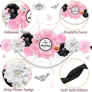 Ensemble de ceinture de maternité et broche de corsage rose et noir pour Halloween et baby shower, avec motif 'Un bébé se prépare', pour future maman et future <span class=keywords><strong>papa</strong></span> - Product Image 4