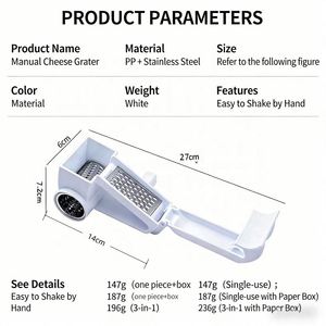 Premium Manual <b>Rotary</b> <b>Cheese</b> <b>Grater</b> Slicer Stainless Steel Plastic Handle Kitchen Tool Protective Cover for <b>Cheese</b> Chocolate - Product Image 4
