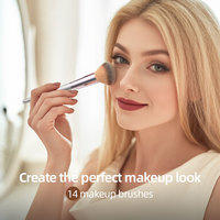 Ensemble de pinceaux de maquillage professionnels de luxe de haute qualité, 14 pièces, fibres synthétiques douces, produits magnifiques avec sac