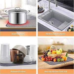 Alfombrilla protectora de silicona para fregadero, accesorio plegable antideslizante y resistente al calor para el drenaje trasero del fregadero de cocina, rejilla para el orificio inferior. - Product Image 6