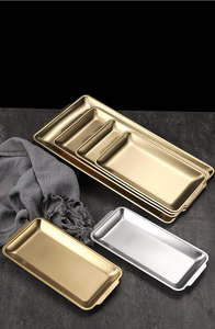 Vente en gros, <span class=keywords><strong>petit</strong></span> <span class=keywords><strong>plateau</strong></span> de service en acier inoxydable, assiettes rectangulaires pour restaurants, 304 assiettes en acier inoxydable, plateaux alimentaires - Product Image 4
