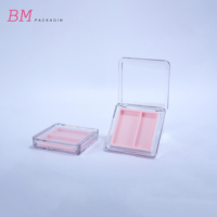 Design personnalisé en plastique vide 2 couleurs palette d'ombres à paupières palette de surbrillance maquillage étui à blush compact