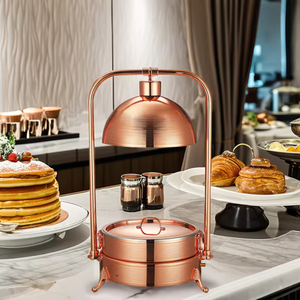 Liyunda Luxury Rose Gold 6L 8L Hotel <span class=keywords><strong>Food</strong></span> Calefacción eléctrica Acero inoxidable Horno colgante de 3 capas Platos de frotamiento Calentador de alimentos - Product Image 5