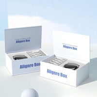 Boîte magnétique pour aligneurs dentaires, boîte rigide en carton en forme de livre avec impression de logo, emballage transparent pour dents