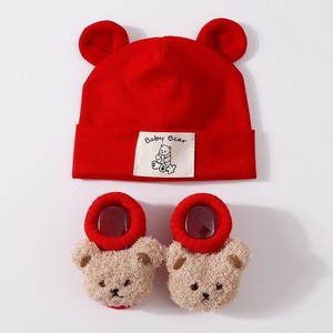 0-12 Ay Bebek Nefes Alabilen İlkbahar Sonbahar Sevimli Erkek Bebek Kız Bebek Şapka Çorap Kırmızı <span class=keywords><strong>Set</strong></span> - Product Image 3